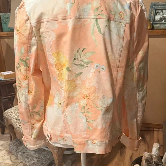 Boston Proper Peach Floral Jean Jacket - Picture 4 of 8